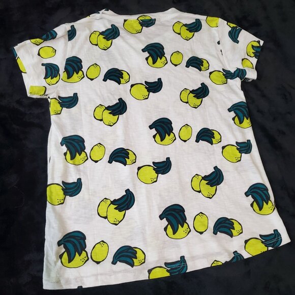 Marine Layer Women's Shirt size XS white lemon printed Crew Supima short Sleeve - Picture 10 of 12